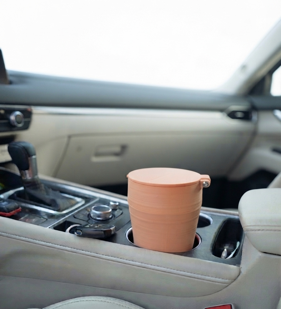 Car cup holder trash bin